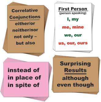 Grammar Posters: Prepositions, clauses, vivid verbs, transitions, and conjuctions